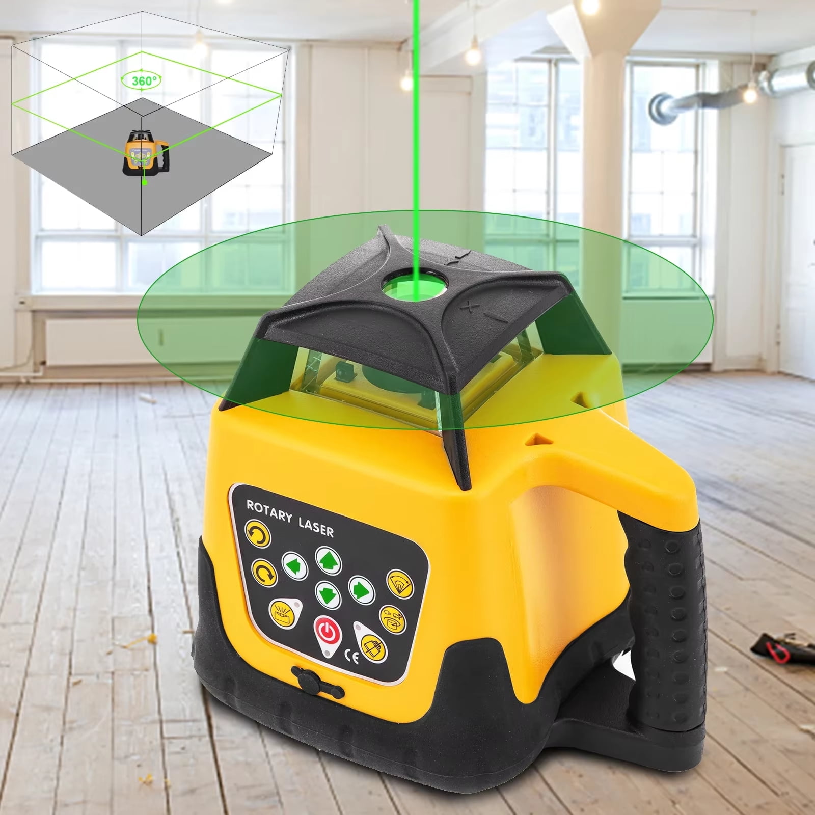 SHENGJINSH 360 Laser Level Machine Rotary Red Cross Line Laser Leveler Self-Leveling 500m Scanning Measurement Tools