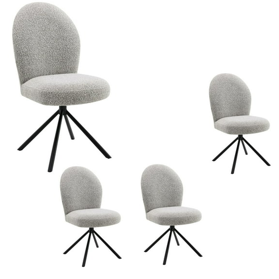 Set of 4 Boucle Side Chair with Swivel, Modern Dining Chairs, Fabric Upholstered Dining Room Chairs Dinner Chair Stylish Kitchen Chair (Gray)