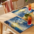 thumbnail image 4 of Modern Abstract Placemats Set of 8 Blue Yellow Abstract Ombre Oil Painting Place Mats Indoor Wipeable Table Mats Washable Cloth Dining Table Placemats for Kitchen Holiday Party Home Decor 13x19 Inch, 4 of 9