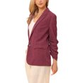 thumbnail image 4 of INSPIRE CHIC Corduroy Blazers for Women Dressy Casual One Button Lapel Long Sleeve Office Work Suit Jackets with Pockets M Burgundy, 4 of 6