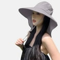 thumbnail image 2 of ZQUUVOU Sun Hat for Women Sun Protection Wide Brim Shawl with Neck Flap Hiking Visor Hat Outdoor Summer Beach Gray, 2 of 5