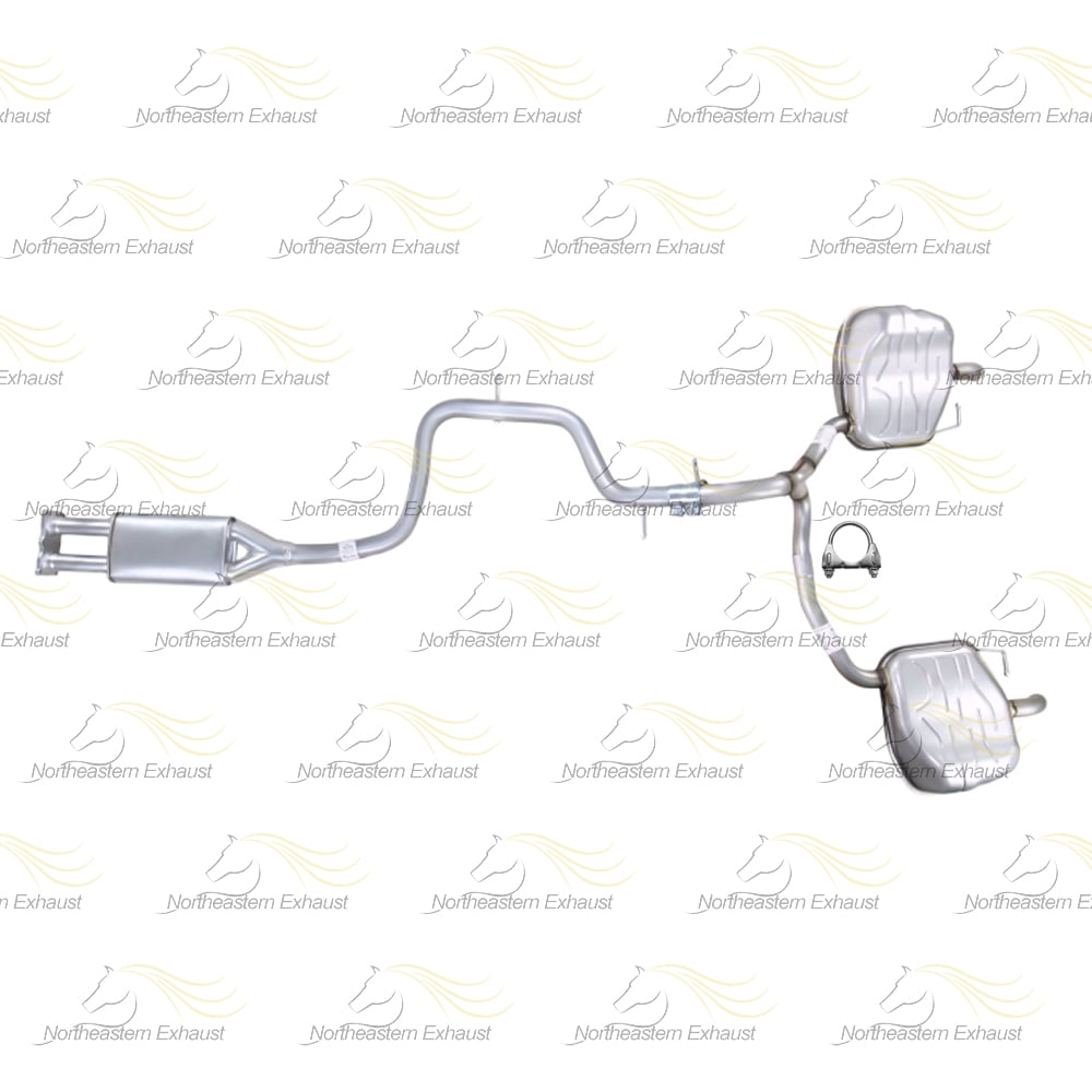 Stainless Steel Exhaust Resonator Pipe with Pair of Muffler Fits 2008-2010 Volvo V70 3.2L - Direct Fit