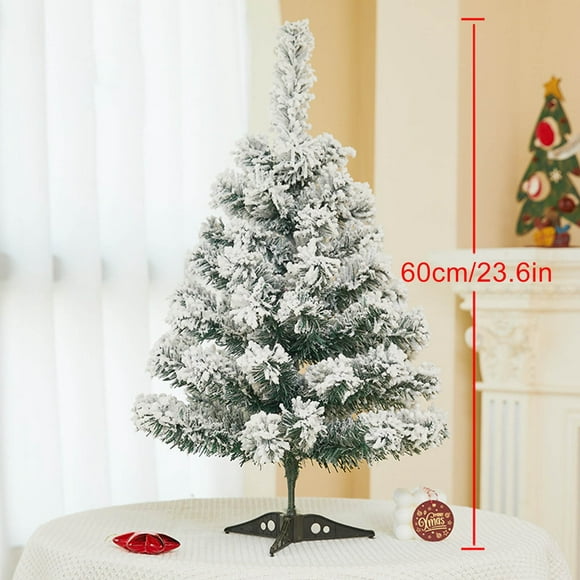 RKSTN Snow Flocked Christmas Tree Artificial Holiday Christmas Pine Tree for Home Office Party Decoration, Metal Stand and 200-Lush Branch Tips, Christmas Decorations, 23.6" on Clearance