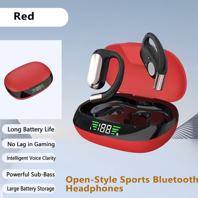 OWS Wireless Earbuds Non In Ear Hook Ear Long Battery Life Digital Display For Gaming Music Calls Ideal For Outdoor Use