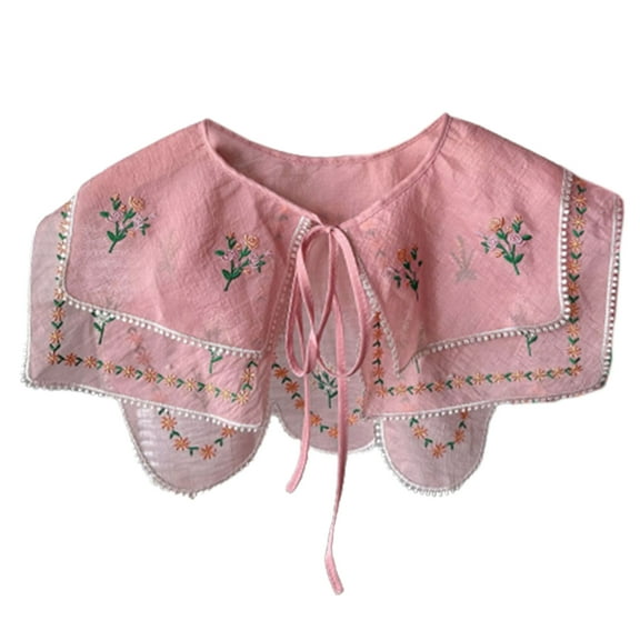 Embroidered Flower False Collar for Women Girls Elegant Detachable Faux Collar Blouse Collar Fashion Clothes Accessories