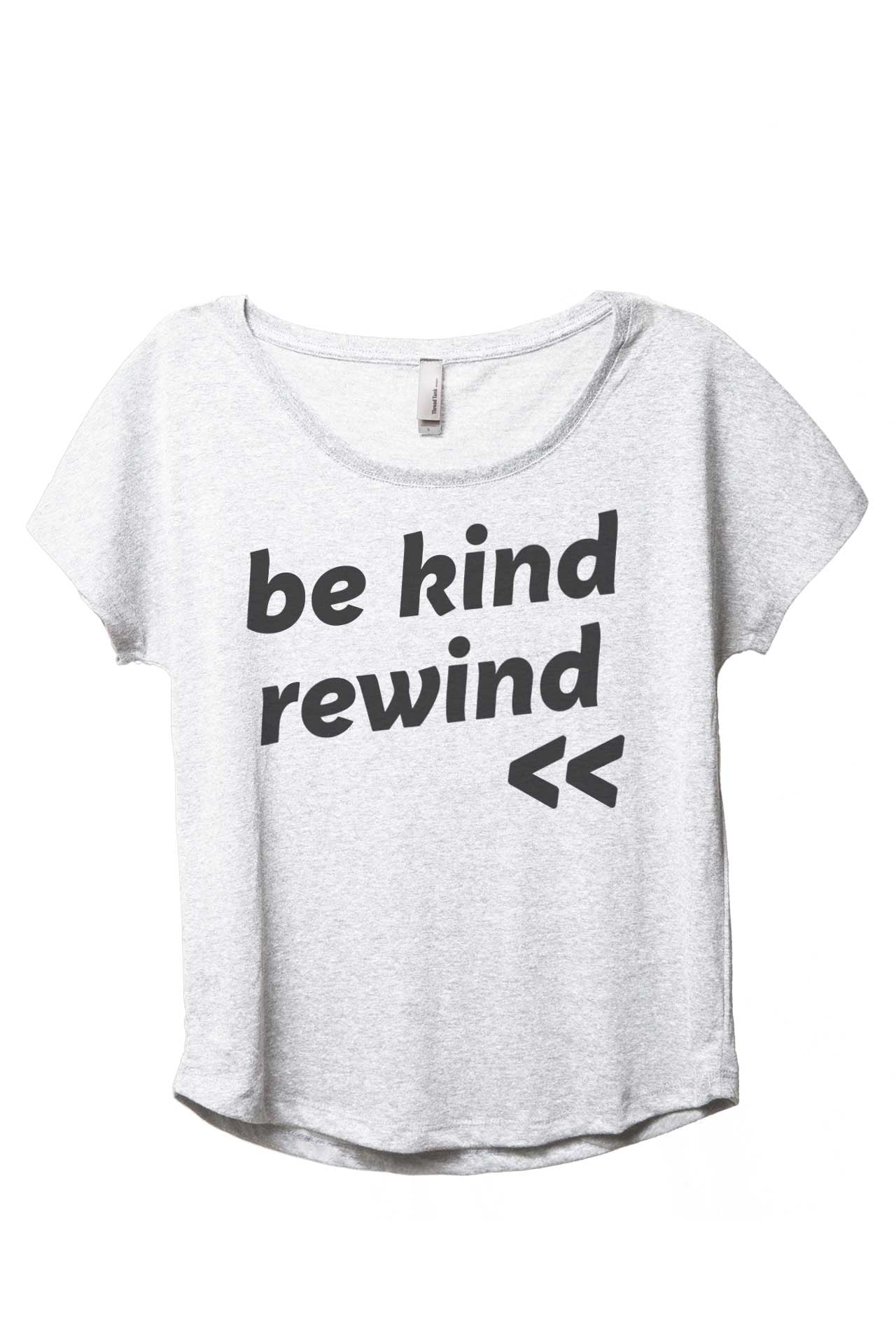 Be Kind Rewind Women's Fashion Slouchy Dolman T-Shirt Tee Heather White ...