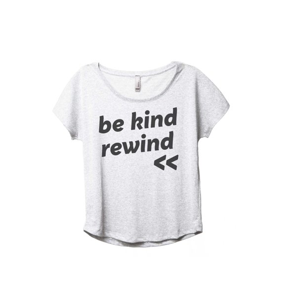 Be Kind Rewind Women's Fashion Slouchy Dolman T-Shirt Tee Heather White 2X-Large
