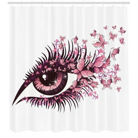 Butterflies Shower Curtain Fairy Female Eye With Butterflies