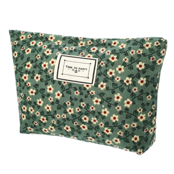 Bolsa de maquillaje floral, bolsa de maquillaje de gran capacidad, bolsa de cosméticos, bolsas de cosméticos para mujeres para monedero, fundas, lápices labiales, pinceles, verde