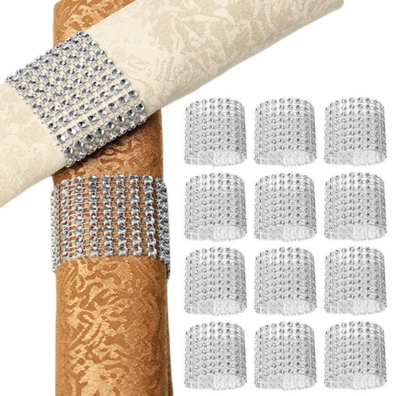 Soumake 50Pcs Napkin Buckle Shiny Rhinestone Napkin Ring Reusable Fastener Tape Towel Holder for Weddings Parties Home Decor