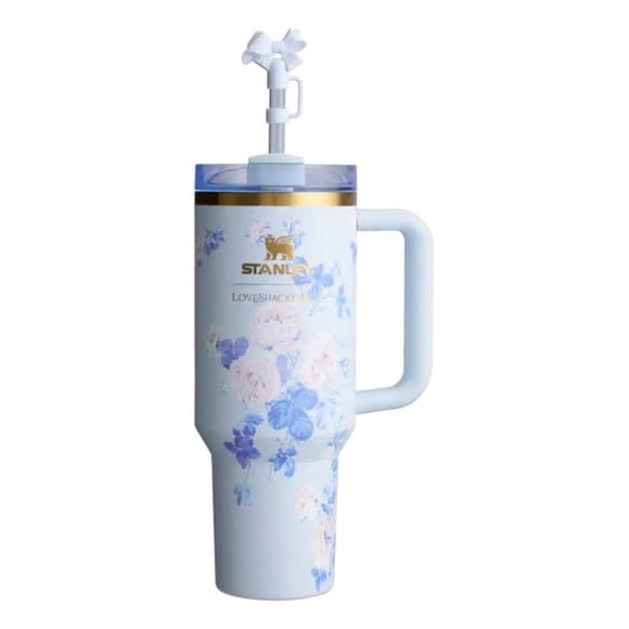 Stanley The Quencher H2.0 FlowState™ Tumbler 40 OZ Limited-Edition Insulated Stainless Steel Cup with Handle & Straw, Rosa Beaux Blue