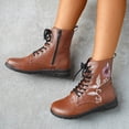 thumbnail image 5 of Wavsuf Hiking Boots for Women Printed Lace Up Short Ankle-High Round Toe Brown Shoes Size 38, 5 of 7
