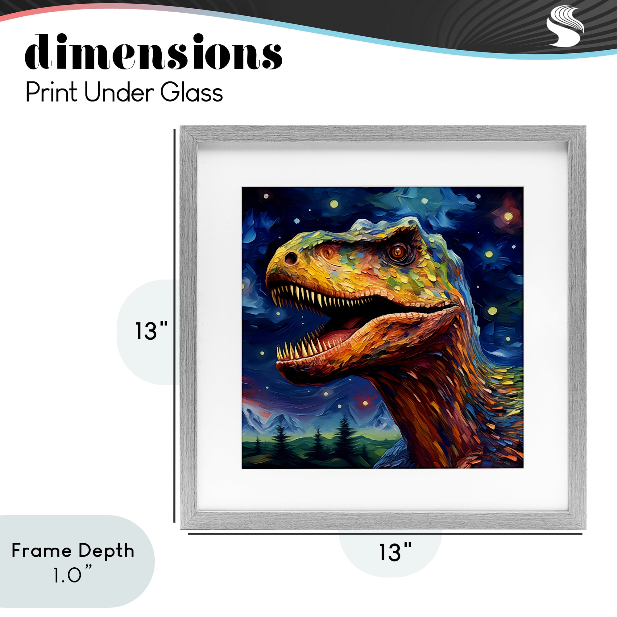 Stupell Industries Starry Sky Dinosaur Gray Framed Print Under Glass, design by Creative Studio