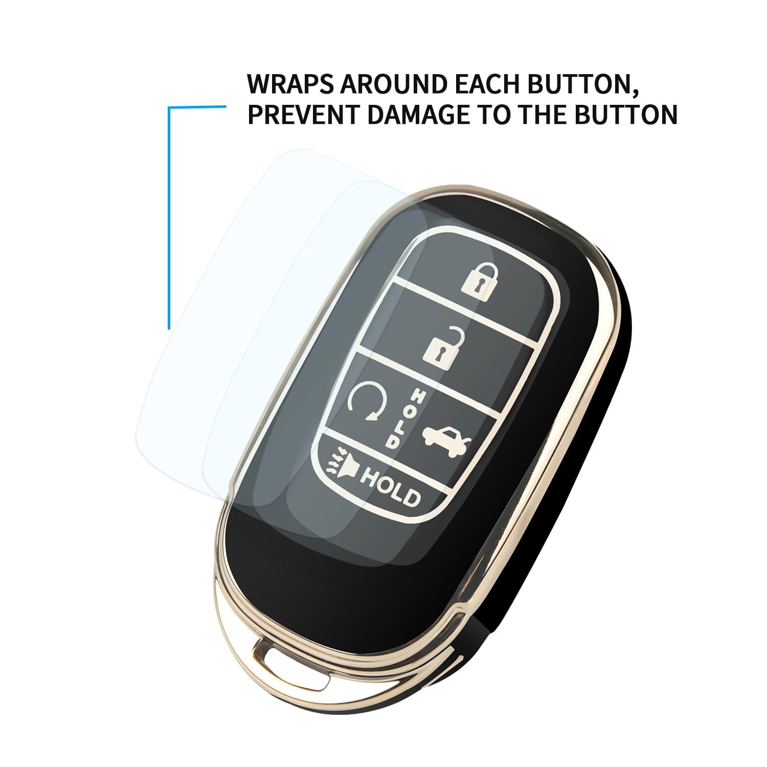 for Honda Key fob Cover, Soft TPU Car Key Case Protector with Leather Keychain Compatible with 2022 2023 2024 2025 Honda Accord Civic HR-V CR-V Pilot Odyssey smart Remote Key