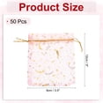thumbnail image 2 of Organza Bag 3.5" x 5", Moon Star Mesh Bags Drawstring Gift Bags Party Favor Bag Jewelry Pouches Pink-Gold, 50Pcs, 2 of 6