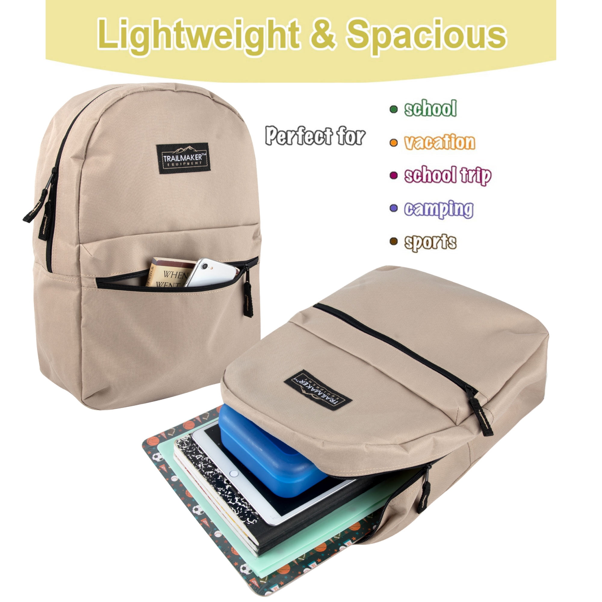 24 Pack of Bulk Wholesale 17 Inch Backpacks with 20 Piece Stationary Kits Containing 1 Notebook, 1 Folder, 3 Pencils, 3 Pens, 1 Pencil Sharpener, 2 Erasers & More!