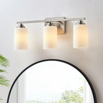 KAWOTI 3-Light Dimmable Bathroom Vanity Light with Frosted White Glass Brushed Nickel