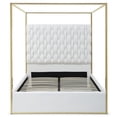 thumbnail image 3 of Rollie Canopy Vegan Leather Upholstered King Bed Frame In Cream, 3 of 7