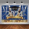 thumbnail image 3 of Fondo de graduación de 7 x 5 pies con diseño de felicitaciones de graduación, azul marino, dorado y brillante con diamantes., 3 of 5