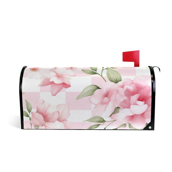 Peony Flowers Pink Magnetic Mailbox Covers 25.5" x20.8" Post Box Wraps Garden Yard Decor