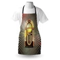 thumbnail image 3 of Jukebox Apron Retro Vintage 50s Pin Up Inspired Striped Backdrop Old Music Box, Unisex Kitchen Bib Apron with Adjustable Neck for Cooking Baking Gardening, Brown Beige and Petrol Green, by Ambesonne, 3 of 3