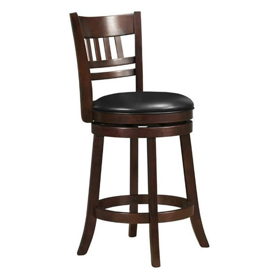 Pemberly Row Faux Leather Swivel Counter Stool in Dark Cherry