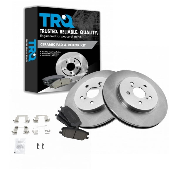 TRQ Front Brake Pad & Rotor Kit Brake Pads Brake Rotor Ceramic Fits Select 2004-2006 Lexus RX330 2007-2009 RX350 2006-2008 RX400h 2006-2007 Toyota Highlander