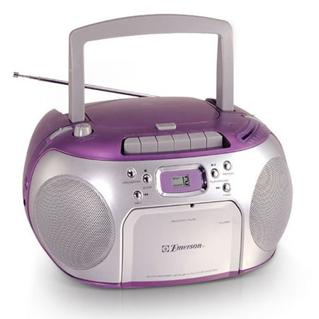 Emerson CD Radio Cassette Boombox, Purple