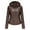Coffee, variant on Leather Jacket for Women Biker Style Vintage Leather Jacket with Hood (detachable) Women Fashion Motorcycle Zip-Up Lightweight Coat Collar Women Leather Jacket