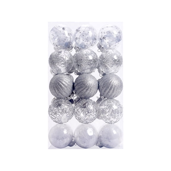 Vixolx 30Pcs 2.36 Inch Silver Clear Christmas Ball Ornaments Set Shatterproof Ball Decorations for Xmas Tree Delicate Stuffed Xmas Ornaments for Holiday Wedding Party Gift for Christmas Decor