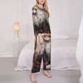thumbnail image 3 of Yiaed Romantic Flower Fox Couple Print Pajamas Women's Long Sleeve Sleepwear Soft Button Down Loungewear Pjs Lounge Set Nightwear Womens Pajama Pants-X-Large, 3 of 7