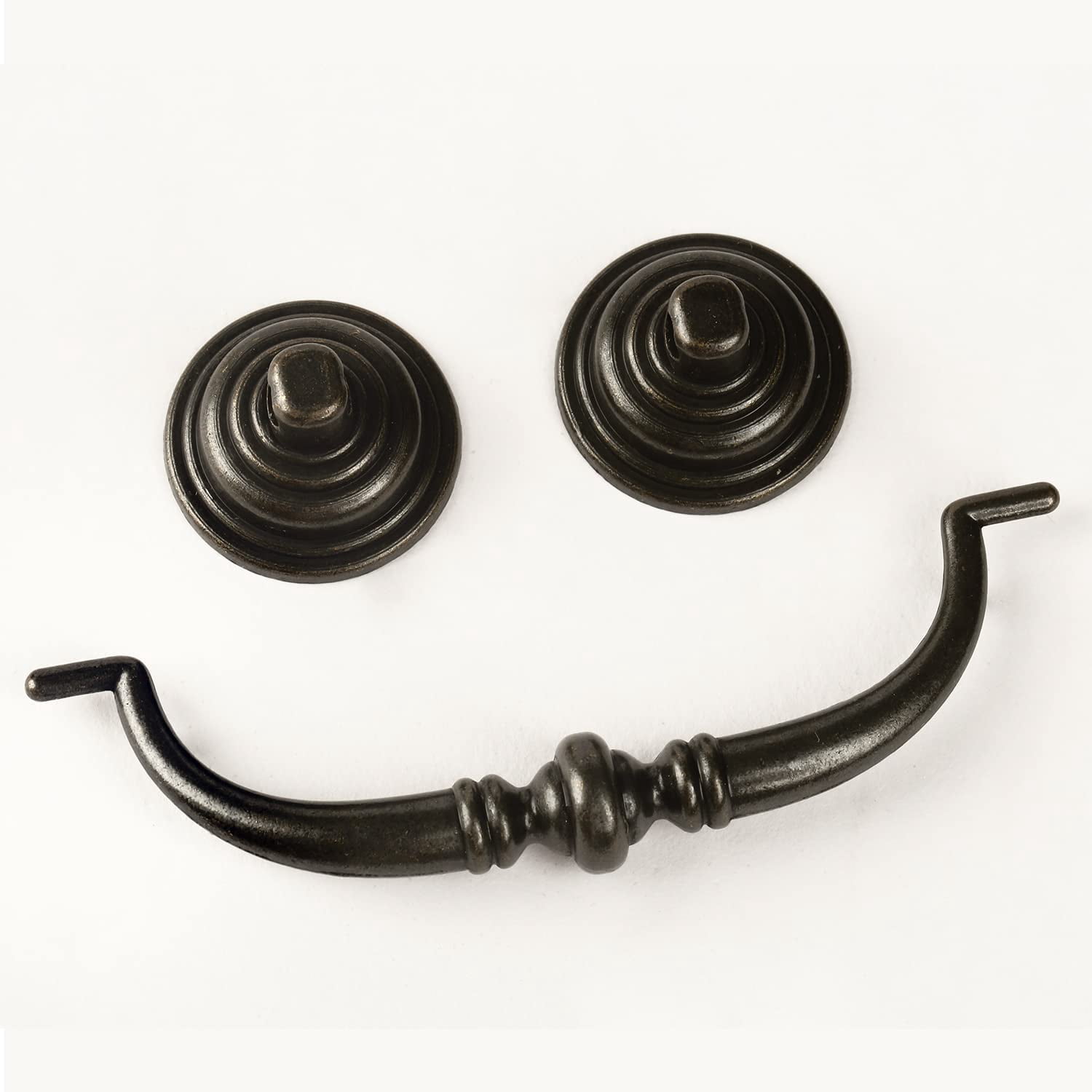 6 Pack 4.25"Hole Center Shabby Chic Drawer Pulls Handles Antique Black Kitchen Cabinet Drop Bail Pulls Handles (108mm/Antique Black)