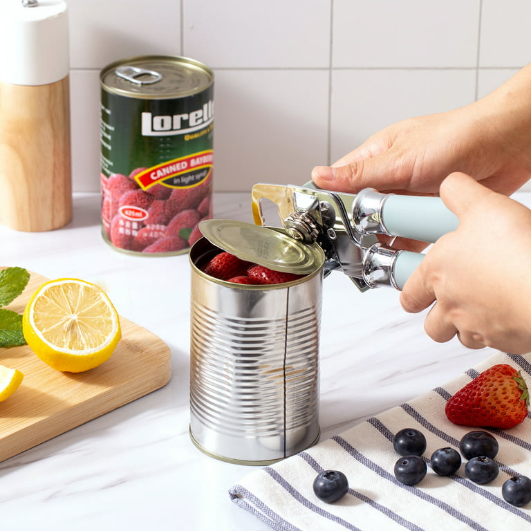  Smooth Edge Side Can Opener Manual with Durable Sharp Blade,  Safe Cut Manual Can Opener with Non-Slip Rubber Knob, Comfortable Grip  Handle : Home & Kitchen