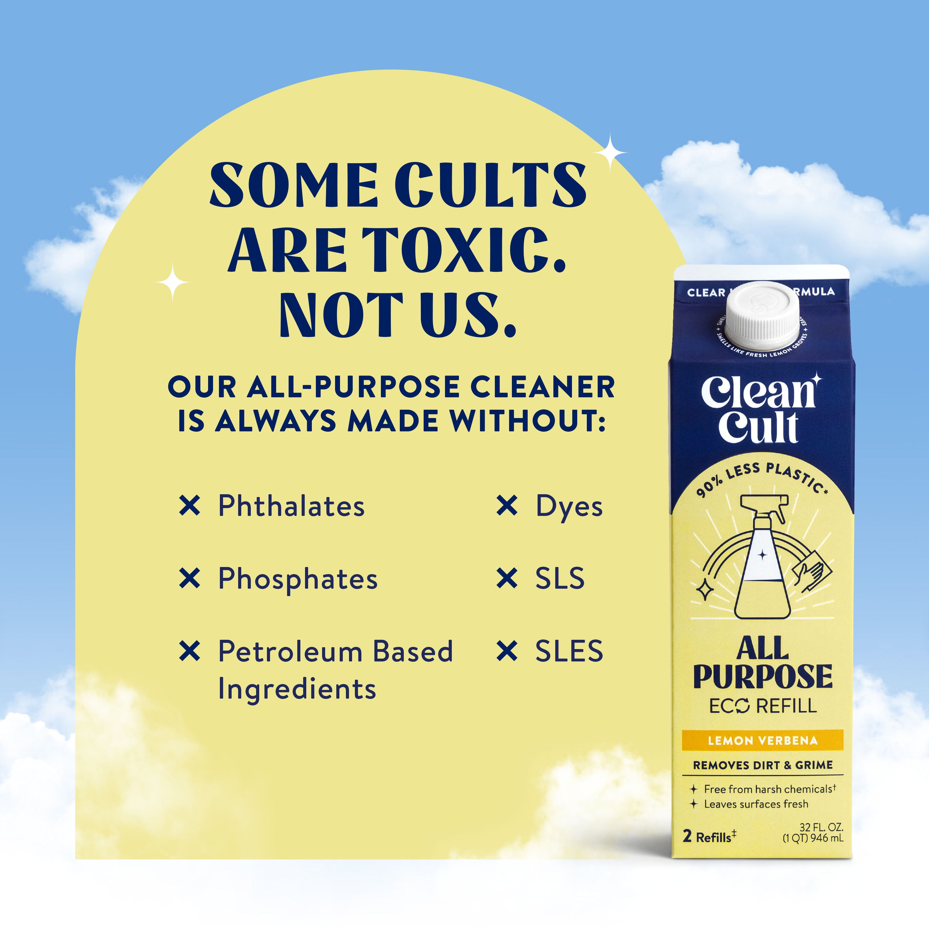 Cleancult All Purpose Cleaner Refill, Nature-Inspired Ingredients, Lemon Verbena Scent, 32 fl oz