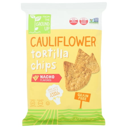 (12 Pack) From The Ground Up Cauliflower Tortilla Chips Nacho Flavored, 4.5 Oz