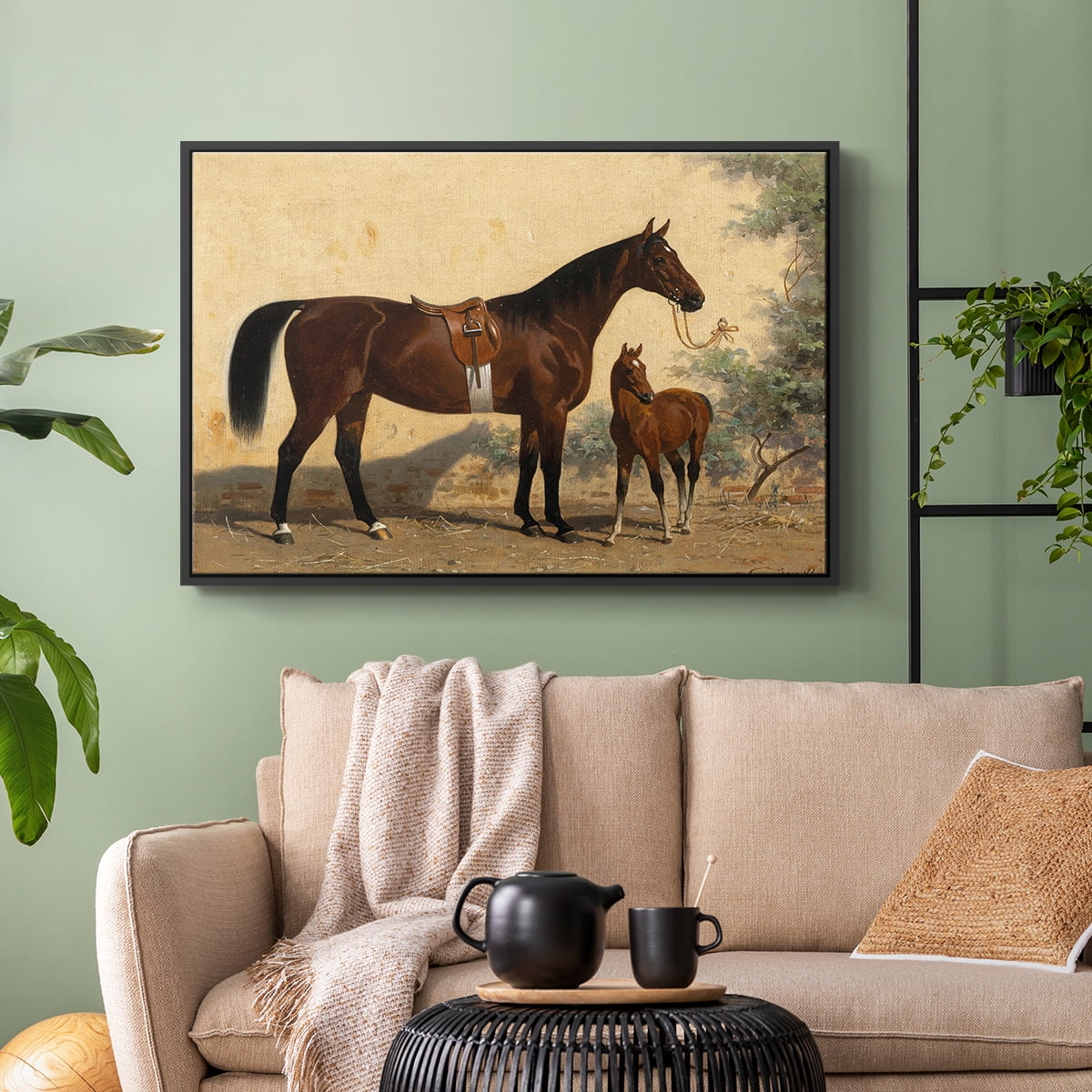 Vintage Animal Print-XLV By Wexford Home Framed in Black Wood Gallery Wrapped Canvas 17 in. x 25 in.