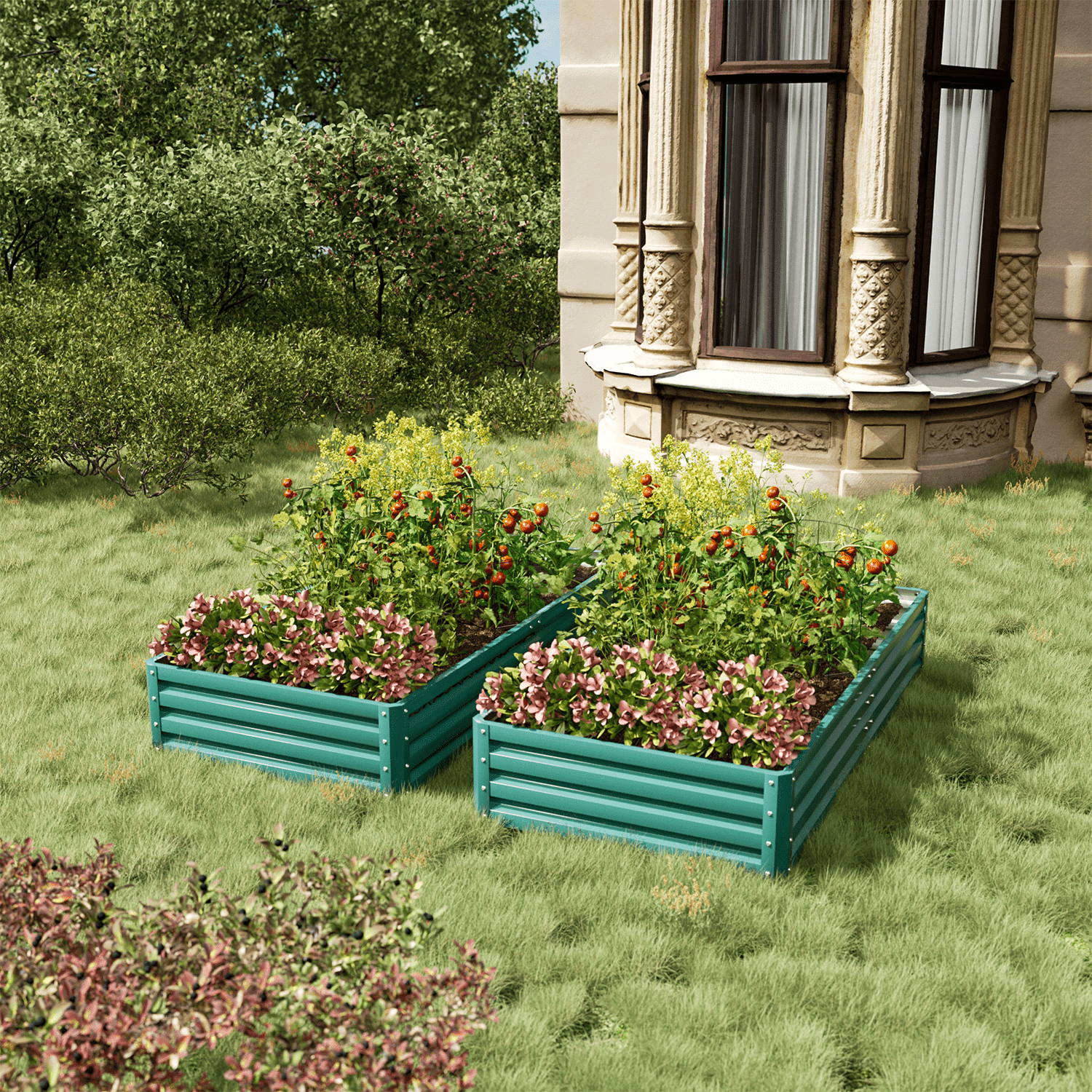 Vineego 6x3x1FT Raised Garden Bed Kit, Galvanized Planter Raised Garden Boxes Outdoor, Square Large Metal Raised Garden Beds