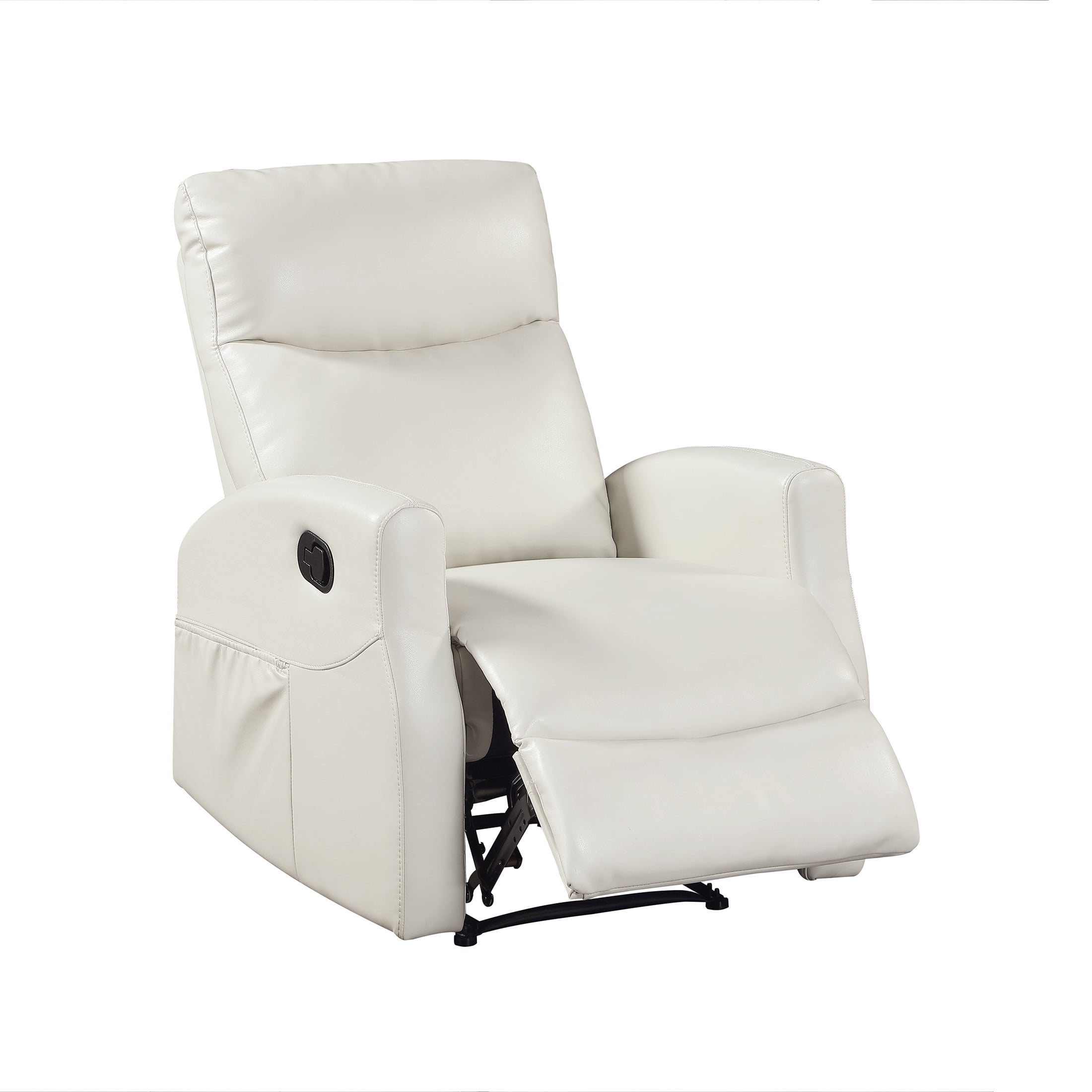 OakvillePark Novelle Faux Leather Manual Reclining Chair with Magazine Pocket, Beige
