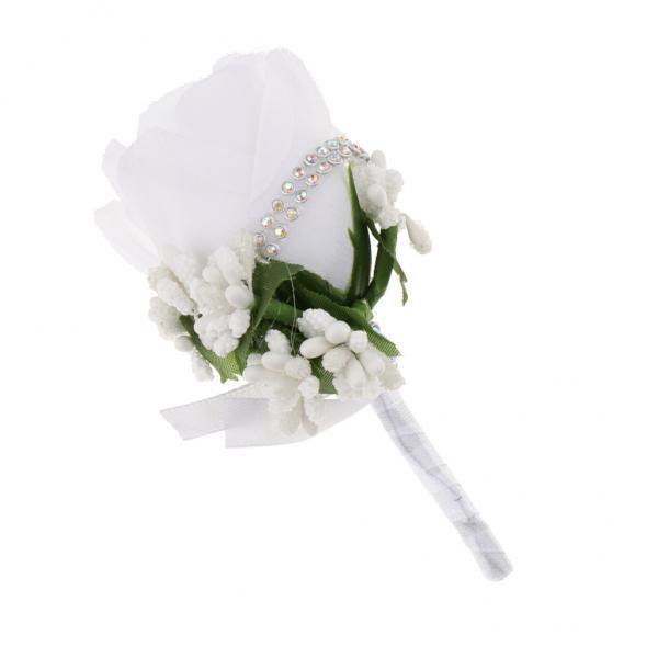 2 Ramilletes de Seda Rosa/boutonnieres, Flores de Boda Hechas a Mano para Novio Y Hombre, Flores de Bricoje para Fiesta de Graduación de Boda Yuyangstore Ramillete de diamantes de imitación de boda