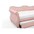 thumbnail image 6 of Twin Size Daybed with Twin Trundle Bed, Tufted Upholstered Sofa Bed with Side Armrest & Wood Slats Support, Wooden Home Bed Frame for Living Room Guest Room Bedroom, No Box Spring Required, Pink, 6 of 6