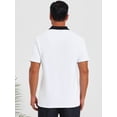 thumbnail image 3 of DARING DIVA Men's Zipper Closure Colorblock Short Sleeve Basic Polo Shirt S White, 3 of 7
