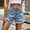 Blue, variant on Women's Jean Shorts High Waisted Size 14 Solid Button Broken Hole Zipper Pocket Fashion Casual Short Jeans