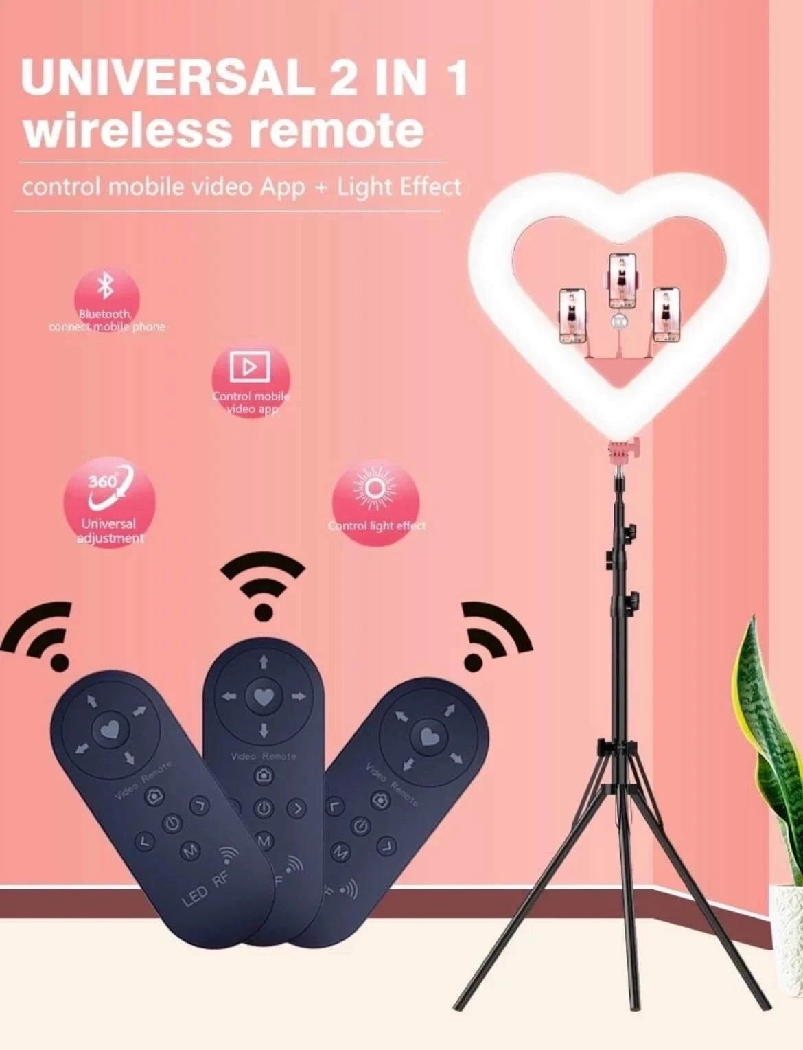 20'' Ring Light Live Streaming Selfie Heart Shaped professional &wireless remote