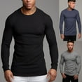 thumbnail image 2 of Qingpeng Men Long Sleeve Pullover T Shirts Casual Solid Round Neck Tee Shirts, 2 of 2