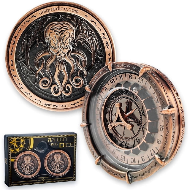 Signalplus Ensemble de dés Unique Design 7-en-2 Toupie à dés pour DND, Cthulhu, Bronze