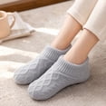 thumbnail image 5 of Adult Winter Slipper Socks Fleece Lined Thick Warm Non Slip Floor Socks Indoor House Socks Knit Low Cut Slipper Socks For Women Men Cozy Soft Bed Socks Thermal Cold Weather Footwear (Gray), 5 of 5