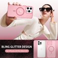 thumbnail image 4 of GAOBAO Magnetic for iPhone 16 Pro Max Case Clear Glitter, Compatible with MagSafe, TPU Transparent Shockproof Slim Bling Sparkly Bumper Cover Phone Case for Women Girls, Pink, 4 of 8