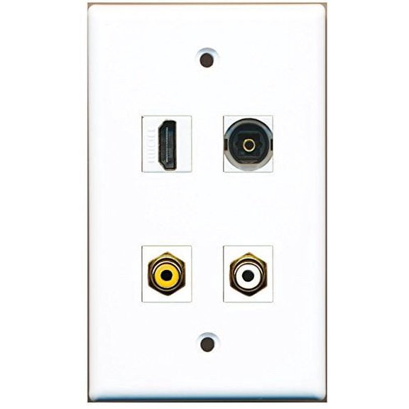 RiteAV - 1 Port HDMI 1 Port RCA White 1 Port RCA Yellow 1 Port Toslink Wall Plate