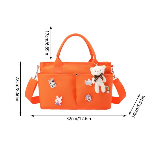 Diaper Bag For Infant Large Capacity Pockets Wrap Straps For Stroller Pendant Bear Brooch Infant Bottle Diaper Postpartum Infant Pack