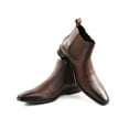 thumbnail image 4 of Men's Genuine Leather Dark Brown Chelsea Ankle Dress Casual Boots Almond Toe, 4 of 5